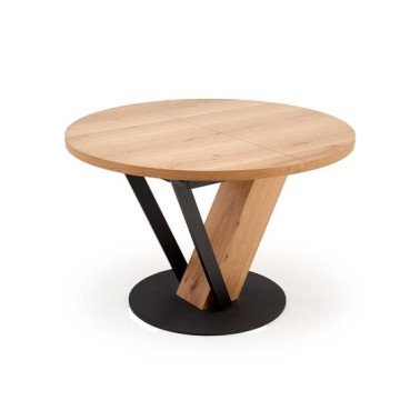 Фото4.Круглий розкладний стіл FANIS, натуральний / чорний (3 шт. = 1 шт.)